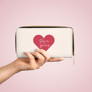 Acredite em si mesmo Carteira fofa para meninas Mulheres Impressão sob demanda Porta-moedas inspirador Carteira pequena Acredite em si mesmo Porta-moedas