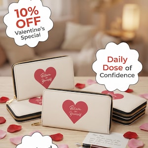 Valentine's Gift - Believe In Yourself Wallet, Inspirational Heart Print Coin Purse
