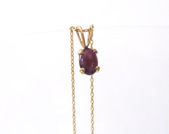 Natural Ruby Pendant, Gold Filled Necklace, Genuine Gemstone 6x4mm Oval Cabochon, 16 inch Goldfilled Chain Chain, July Birthstone