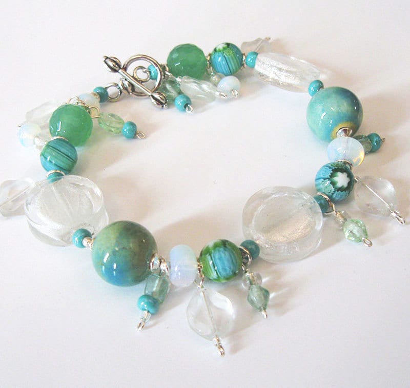 Lampwork Art Glass Bracelet Millefiori Beads Boro Glass | Etsy