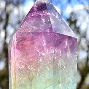 High Clarity Large Green/Purple Fluorite Tower