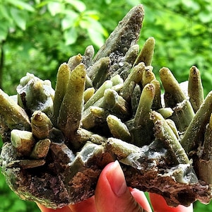 Rare Hedenbergite Green Quartz Crystal Cluster, Hedenbergite Specimen from Inner Mongolia/China