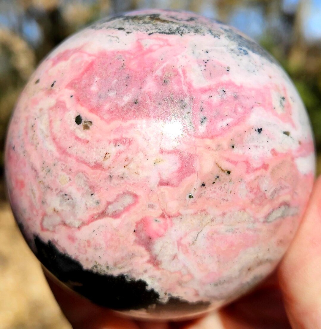 Large Peruvian Pink Rhodonite Sphere 3 Inches - Etsy