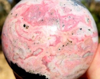 Large Peruvian Pink Rhodonite Sphere 3 inches
