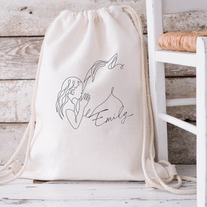 gepersonaliseerde gymtas, stoffen kinderrugzak, schoolsporttas, stoffen tas voor de kleuterschool, katoen, schoolkindcadeau