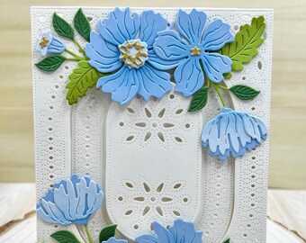 Glacier Blue Intricate Floral Card