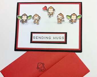 Bunch of Monkeys Sending Hugs Card