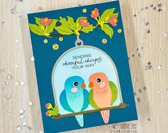 Cheerful Chirps Lovebirds Card