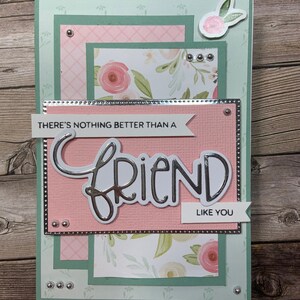 Sage Green & Pink Watercolour Floral Friendship Card