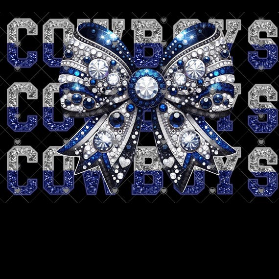 Cowboys Rhinestone Bow PNG