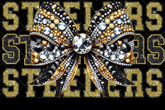 Pittsburgh Steelers Rhinestone Bow png