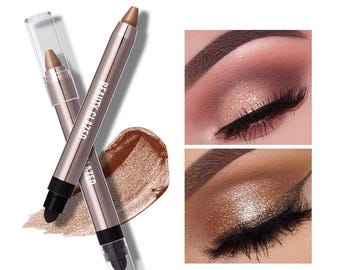 BEAUTY GLAZED Dual-Ended Cream Eyeshadow Stick, Waterproof Shimmer Metallic Eye Shadow Crayon with Smudge Sponge