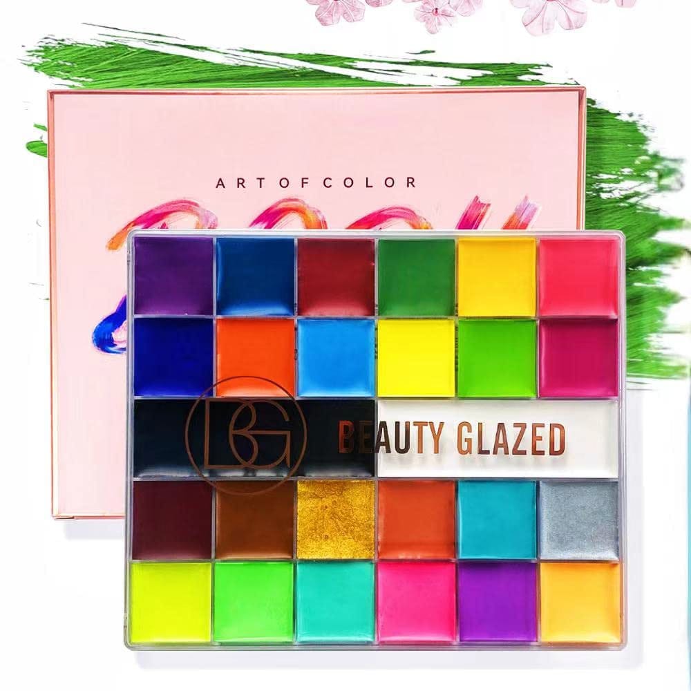 BEAUTY GLAZED 26-Color Face & Body Paint Palette, Colorful Festival and Halloween Makeup