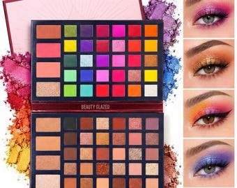 Beauty Glazed 68 Color Eyeshadow & Face Palette, Matte Shimmer Makeup Kit with Blush, Contour   Highlighter, All in One Makeup Palette