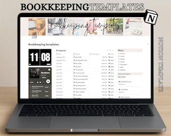Notion bookkeeping template | Editable bookkeeping template | Income tracker | Expense tracking | Notion finance tracker