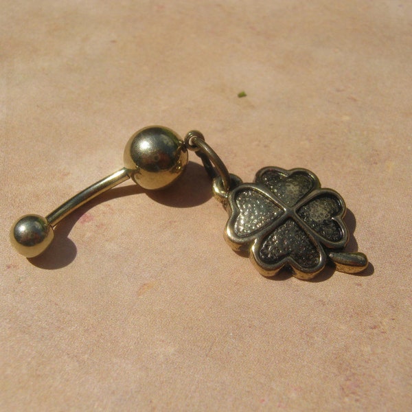Lucky Four Leaf Clover Belly Button Ring