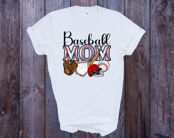 Custom Baseball Mom T-Shirt, Mother's Day Gift, Polyester Tee