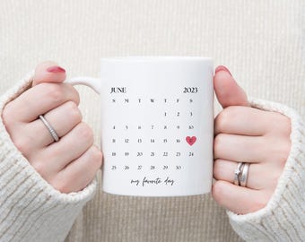 Personalized Calendar Mug | Custom Date, Valentines Gift