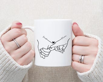 Personalized Holding Hands Mug | Custom Names, Valentine's Day Gift