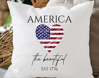 American Flag Throw Pillow Cover: Patriotic Home Decor, 4th of July
