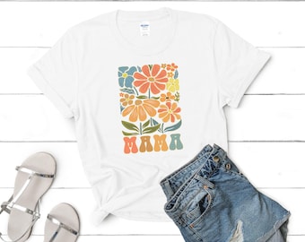 Floral Mama Graphic Tee: Boho Style Polyester Shirt