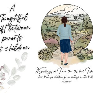 Walking in Truth JW Gift, Personalized Family Portrait of 1-4 People, SKE Graduation Pioneer, Parent Anniversary, Baptism, New Home Wall Art