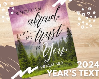 JW 2024 Years Text Jigsaw Puzzle, My Trust In You, Family Worship Project, Bible Verse Wall Art, Psalm 56, Jehovahs Witness Pioneer Gift