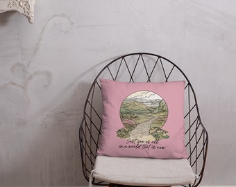 See Yourself New World Pillow, JW Gifts, Jehovah Witness, Home Decor, Enjoy Life Forever, Melanie Pink Background