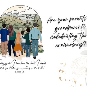Walking in Truth JW Gift, Personalized Family Portrait of 5-9 People, SKE Graduation Pioneer, Parent Anniversary, Baptism, New Home Wall Art