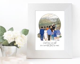 Large Group Personalized Family Portrait, Just See Yourself on the Road to Life Forever, JW Gifts, Custom Anniversary, Wedding, Pioneer Gift