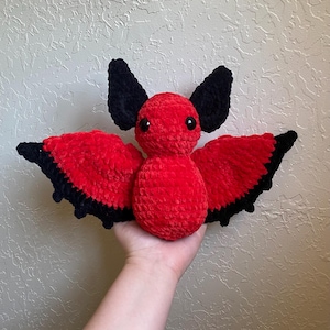 Crochet Bat Plushie | Black and Red