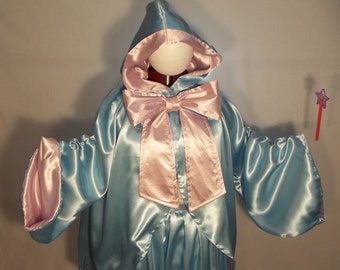 Fairy Godmother hooded cape bow skirt satin blue pink