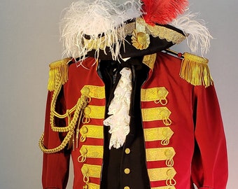 Baron Von Munchausen Pirate Military costume Navy British 7 piece jacket waistcoat jabot shirt breeches tricorn hat boot spats Captain Hook