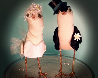 Custom Bird Wedding Cake Topper: Bride & Groom, Miniature Figurines