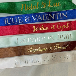Ruban Personnalisé Prénoms Couple – Ruban pour Carte d'invitation, Décoration voiture, bouquet de mariée, cadeaux invités, déco mariage