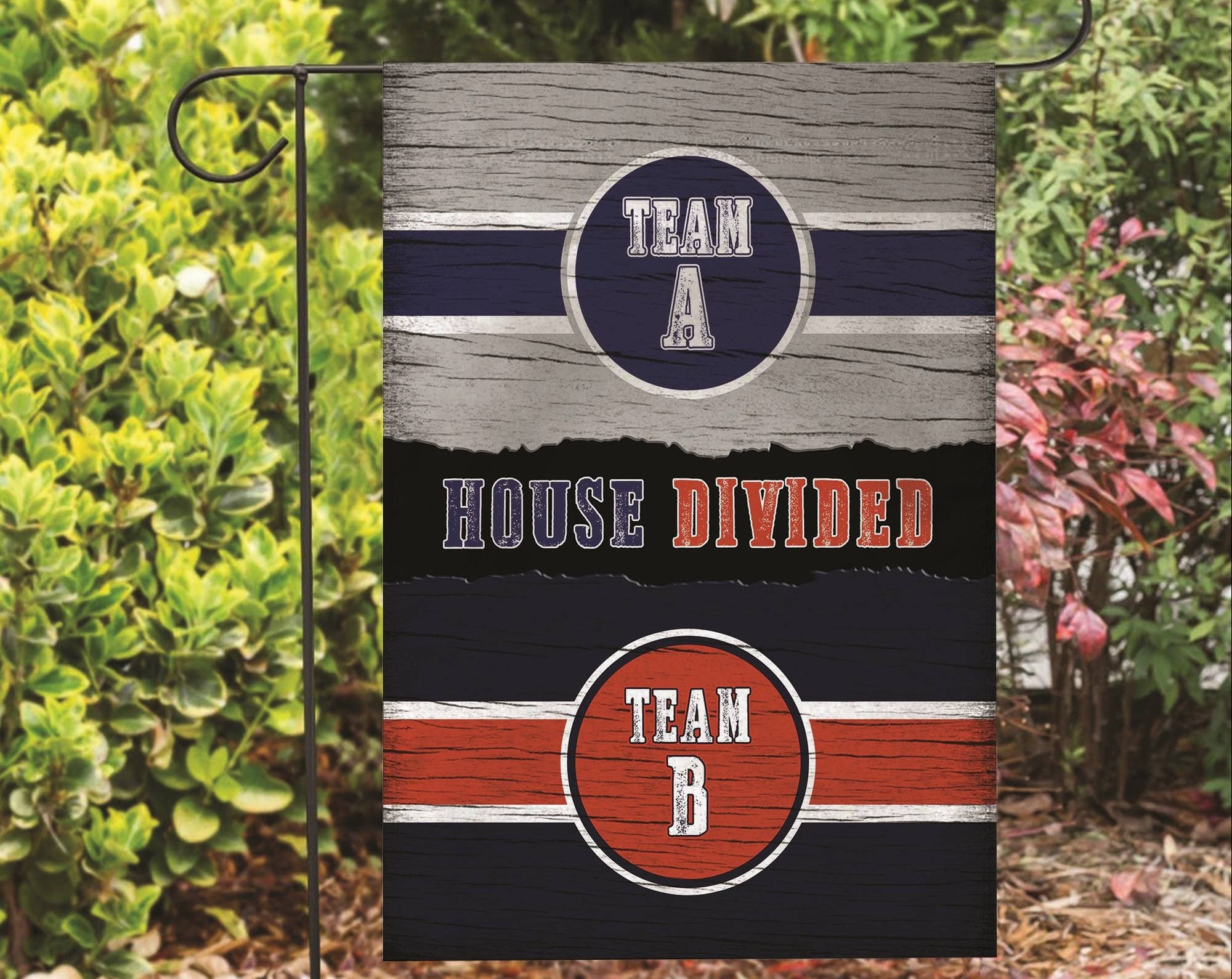 Discover House Divided Garden Flag Custom Sport Team Garden Flag