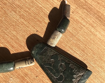 Ciondolo aquila inciso, collana messicana, stile giada del Guatemala, gioielli aztechi, regalo da uomo