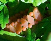 Vintage Peach Colored Aventurine Geometric Stretch Bracelet