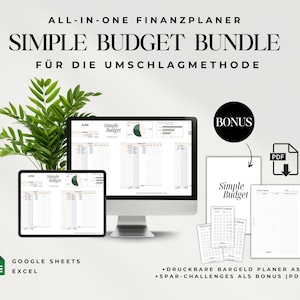 Simple Budget Bundle – All-in-One Budgetplaner für die Umschlagmethode inkl. Challenges & Printables