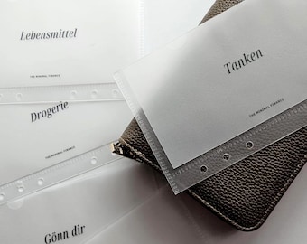 A6 Geldbörse Umschlag-Set für Zipper Binder – ohne Zipper - Minimalistische Geldumschläge für Finanzplanung & Umschlagmethode