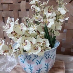 Vintage Pink & Blue Ceramic Flower Pot  -- Floral Design -- Planter---   Container---  YOU SELECT