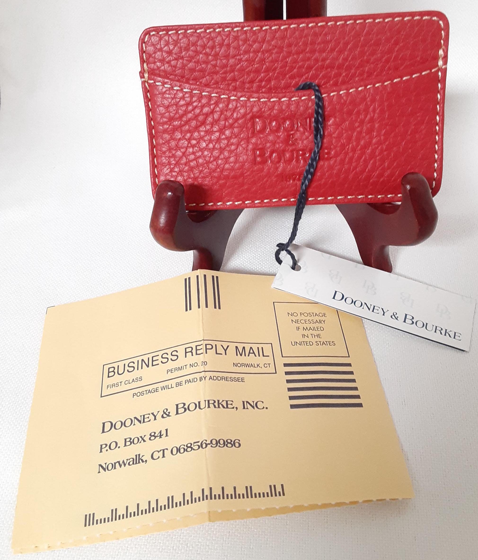 Dooney and Bourke Credit Card Business Card Case Holder Red Pebble Leather NWT Registration Card QL25RD Cloth Lining Card Slot Front Back Etsy