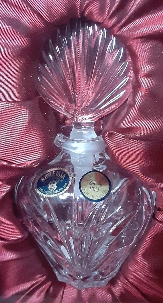 Bohemia Czech Crystal Perfume Bottle with Fan Stopper, Original Box View 3