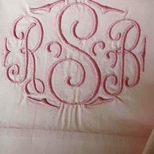 Pink Cotton Pillowcase Set -- King Size--- RBS Monogram --- USA JP Stevens Utica Mohawk --- 42x38.5"---- Laundry Fresh---  Farmhouse Cottage