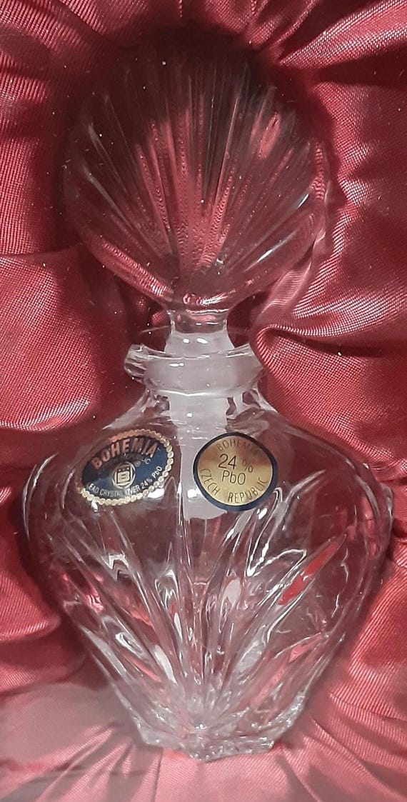 Bohemia Czech Crystal Perfume Bottle with Fan Stopper, Original Box View 2