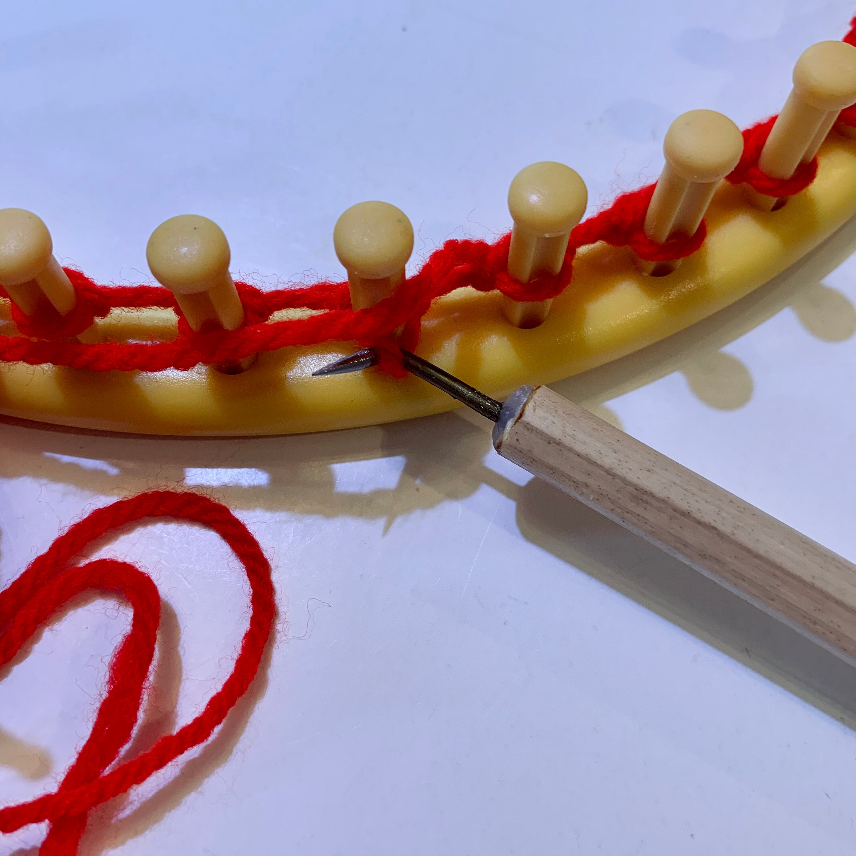 Sock Loom Hook. Bamboo Handle Loom Knitting Hook 11 mm K-H .45 inch Large Loom Hook with Knob End Corking Hook or Knitting Nancy Hook