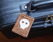 Handmade Luggage Tag Business Card Suitcase ID Holder Travel Tag Skull Design