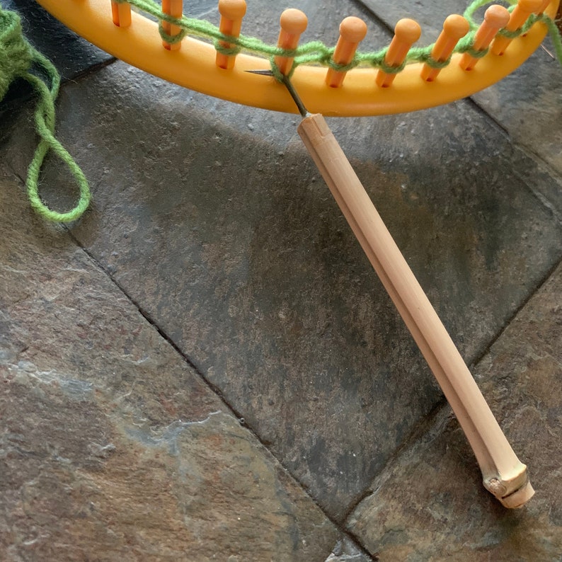 Sock Loom Hook. Bamboo Handle Loom Knitting Hook 11 mm K-H .45 inch Large Loom Hook with Knob End Corking Hook or Knitting Nancy Hook