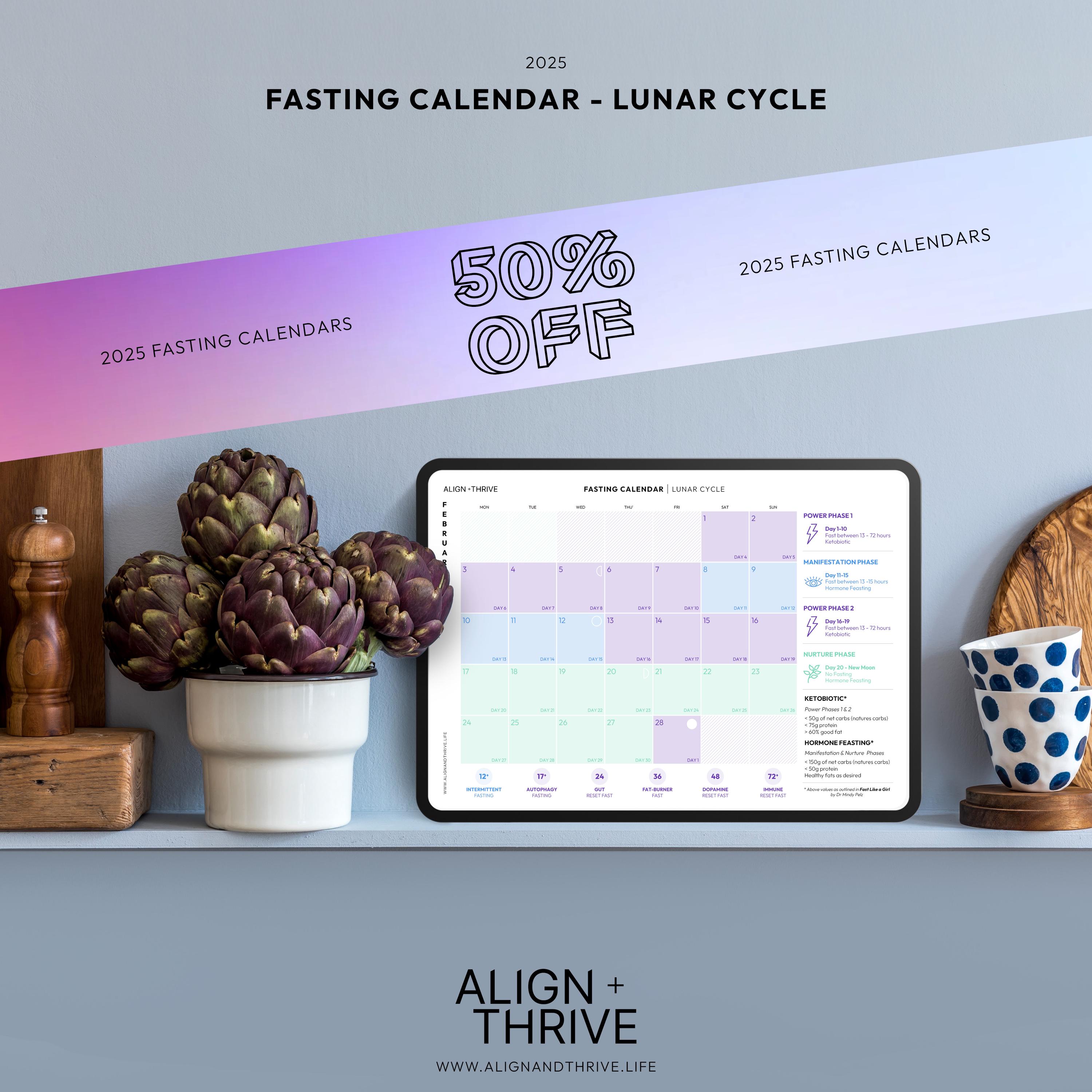 2025 Lunar Cycle - 12 Month Fasting Calendar