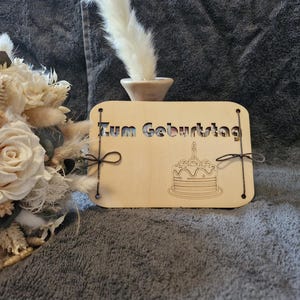 Geschenkkarte aus Holz "zum Geburtstag"